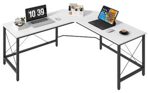 HOMCOM L-šikovný stůl Moderní roh s ocelovým rámem, nosnost 70 kg, pro kancelář, domov, studium 150x150x76 cm Bílý | Aosom