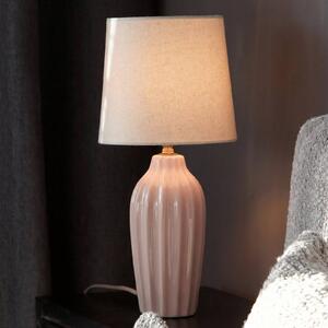 PR Home Stolní lampa Lyon, růžová/béžová, výška 39 cm, keramika/plátno, Fialová / růžová / barva růže, Chodba, Keramika, Skandinávský, stojací lampa