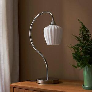 PR Home Stolní lampa Amalfi, bílá/chrom, výška 51 cm, sklo, E14, Chrom / stříbro, Chodba, kov, Skandinávský, stojací lampa
