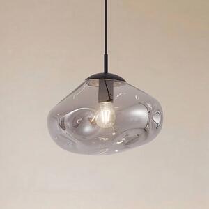 Lindby závěsné světlo Lelia, kouřově šedé, sklo, Ø 35 cm, stmívatelný, Hliník / šedá / zinek, Obývací pokoj / jídelna, Sklo, Design