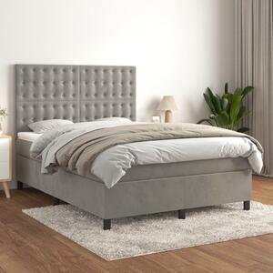 Box spring postel s matrací světle šedá 140x190 cm samet 3143259
