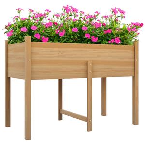 Outsunny Vyvýšený městský zahradní dřevěný pěstební stůl 115x55x80 cm s netkanou textilií pro pěstování rostlin, květin a zeleniny | Aosom