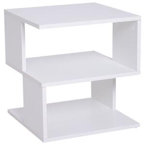 HOMCOM Konferenční stolek s nočním stolkem a 2-patrovou policí pro obývací pokoj, ložnici, knihovnu 40x40x43 cm Bílý | Aosom