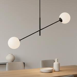Závěsné svítidlo LINEAR 2 – černé, opálové sklo, 2× E14, šířka 102 cm