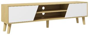 HOMCOM TV Stánek, Zábavní Centrum s 2 Dveřmi, 2 Policemi a 5 Dřevěnými Nohy pro Televize až do 65 Palců 150x30x42 cm Dub | Aosom