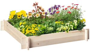 Outsunny Čtvercový Dřevěný Zahradní Urban Plánter Bed Květinová Krabice pro Plodiny, Rostliny, Květiny, Byliny na Terasu 100x100x16 cm Přírodní | Aoso