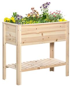Zvednutá městská zahrada Outsunny se stojanem 90x40x81 cm, rostlinný stůl z přírodního dřeva s netkanou tkaninou | Aosom