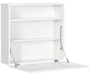 HOMCOM Moderní nástěnný skládací stůl s úložnými policemi, nosnost 40 kg, pro ložnici, obývací pokoj, kancelář 64x20x60 cm Bílý | Aosom