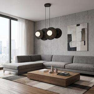 Závěsné svítidlo UMBRA 4 – černé, bílé sklo, 4× G9, šířka 59 cm
