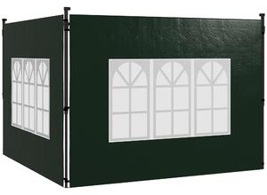 Outsunny Boční Zdi pro Altán 3x3 m a 3x6 m - Sada 2 Stěn s Okny 293x193 cm Tmavě Zelená | Aosom