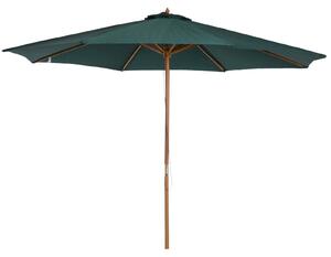 Parasol Outsunny Ø300x250 cm se dřevěným kmenem a navíjecím systémem s 8 žebry pro zahradu, terasu, patio Zelený | Aosom