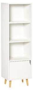 HOMCOM Knihařská skříň s 3 otevřenými policemi a zásuvkou, moderní knihovna pro úložné prostory na hračky, CD a rostliny 40x30x129,5 cm Bílá | Aosom