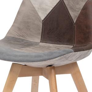 Jídelní židle ADERYN šedá/hnědá, patchwork
