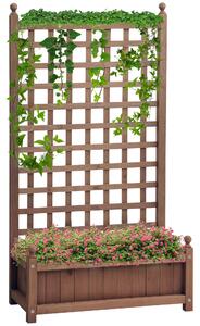 Outsunny Vysazovací Bedna s Trellis pro Květy, Vysazovací Box s Růžovým Obloukem a Podporou pro Popínavé Rostliny, Dřevo, Tmavě Hnědé 64 x 28 x 120 cm