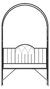 Outsunny Kovový Růže Arch pro Podporu Šplhajících Rostlin s Lavicí, 115 x 59 x 203 cm, Černý | Aosom