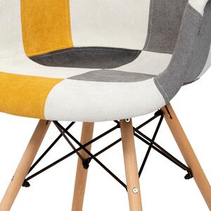 Jídelní židle AVIRA bílá/žlutá, patchwork