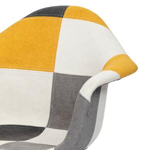 Jídelní židle AVIRA bílá/žlutá, patchwork