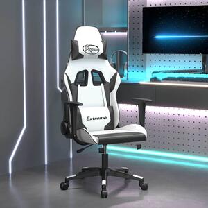 Herní židle bílá a černá umělá kůže 3143697