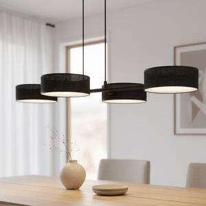 Závěsné svítidlo DRUMZ 4 – celočerné, textilní stínidla, 4× E14, šířka 80 cm
