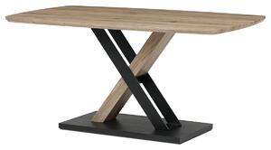 Stůl jídelní Autronic HT-W1570 SRE, MDF, 3D dekor dub san remo, kovové nohy, černý lak