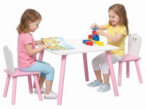 AIYAPLAY Kids Table with 2 Chairs — Wooden Activity Set for Drawing, Play & Study, Gift for Boys & Girls Ages 3–6, Pink | Aosom