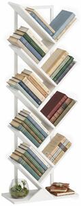 HOMCOM Tree-Shaped 9-Tier Slim Bookshelf, Corner/Storage Shelf for CDs, DVDs, Vinyl, Living Room, Bedroom, Office, White | Aosom