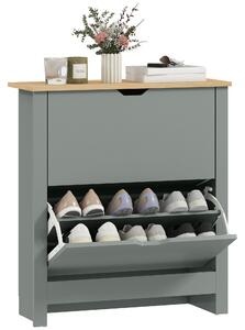 HOMCOM Shoe Cabinet with 2 Flip Drawers – Slim Shoe Rack with Adjustable Divider for up to 12 Pairs, 28.3 x 10.2 x 31.5 in, Light Gray | Aosom