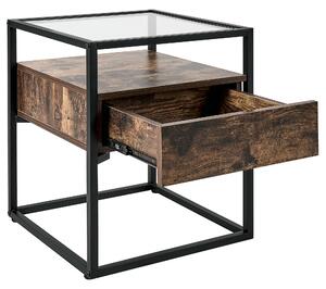Odkládací stolek se zásuvkou tmavé dřevo/černý MAUK