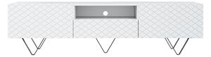 TV stolek Scalia 190 cm s výklenkem - bílý mat / černé nožky