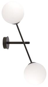 Nástěnné svítidlo LINEAR K2 – černé, opálové sklo, 2× E14, šířka 15 cm