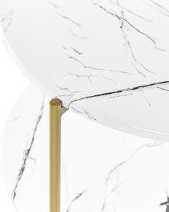Odkládací stolek s mramorovým efektem bílý/zlatý REVA