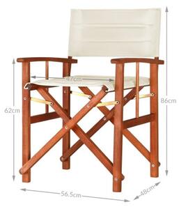 FurniGO Režisérská dřevěná židle - krémová