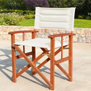 FurniGO Režisérská dřevěná židle - krémová