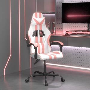 Herní židle bílá a růžová umělá kůže 3143827