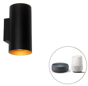 Chytrá nástěnná lampa černá se zlatem 2-světlo vč. Wifi GU10 - Sab