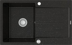MEXEN - Bruno granitový dřez 1 s odkapávačem 900x500 mm, černá / zlatá metal 6513791010-75