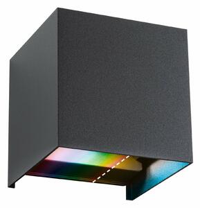PAULMANN domovní LED venkovní nástěnné svítidlo Smart Home Zigbee Cybo IP44 hranaté 100x100mm RGBW 2x2,5W 230V antracit hliník 948.47
