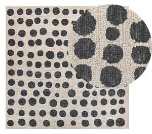 Vlněný koberec 200 x 200 cm béžový/ černý HAVRAN