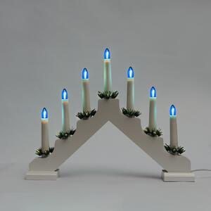 Adventní svícen 2262-210 dřevěný bílý, 7x34V/0,2W LED Filament modrý