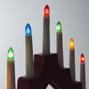 Adventní svícen 2262-210 dřevěný bílý "HARLEKÝN", 7x34V/0,2W LED Filament mix barev