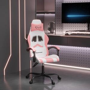 Herní židle bílá a růžová umělá kůže 3143899