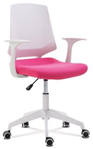 Dětská kancelářská židle KA-R202 PINK látka růžová a bílý plast