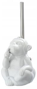WC štětka s držákem Wenko Monkey Quiet, bílá keramika