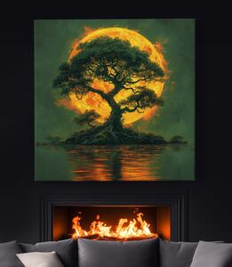 Obraz na plátně - Strom života Ohnivý měsíc FeelHappy.cz Velikost obrazu: 40 x 40 cm