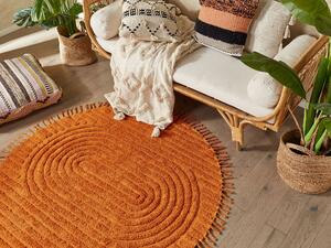 Kulatý bavlněný koberec ø 140 cm oranžový HALFETI