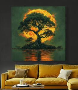 Obraz na plátně - Strom života Ohnivý měsíc FeelHappy.cz Velikost obrazu: 40 x 40 cm