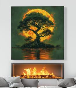 Obraz na plátně - Strom života Ohnivý měsíc FeelHappy.cz Velikost obrazu: 60 x 60 cm