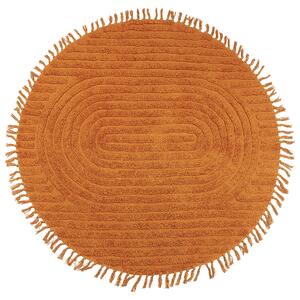 Kulatý bavlněný koberec ø 140 cm oranžový HALFETI