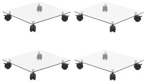 Vozíky na rostliny 4 ks 35 x 35 cm tvrzené sklo čtvercové 3144027