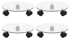 Vozíky na rostliny 4 ks 28 cm tvrzené sklo kulaté 3144028